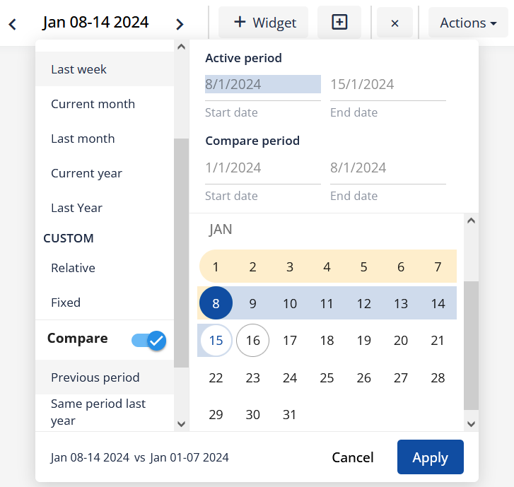 calendar selector